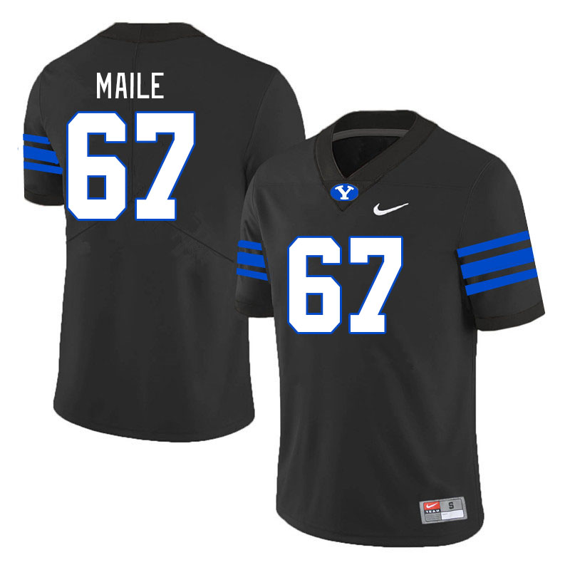 Men #67 Brooks Maile BYU Cougars College Football Jerseys Stitched-Black